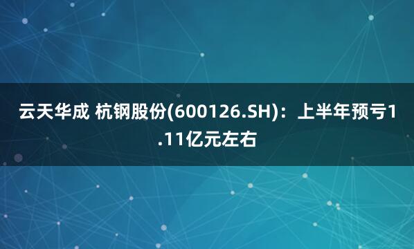 云天华成 杭钢股份(600126.SH)：上半年预亏1.11亿元左右